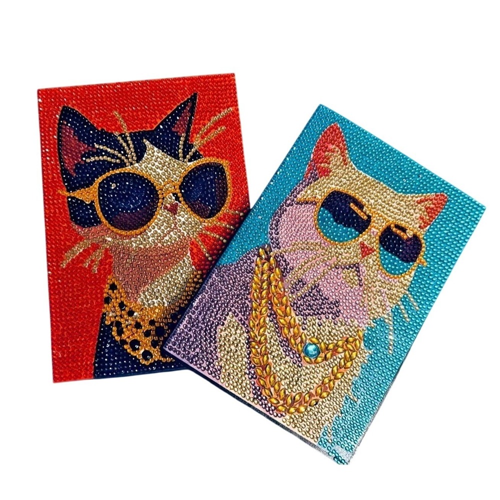 Diamond Art Cat Notebooks/Journals (Set of 2)